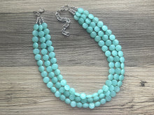 Load image into Gallery viewer, Mint Green Beaded Statement Necklace, beaded jewelry, light green jewelry, mojito beaded necklace, green earrings necklace, chunky
