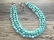 Load image into Gallery viewer, Mint Green Beaded Statement Necklace, beaded jewelry, light green jewelry, mojito beaded necklace, green earrings necklace, chunky