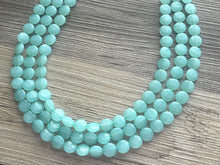 Load image into Gallery viewer, Mint Green Beaded Statement Necklace, beaded jewelry, light green jewelry, mojito beaded necklace, green earrings necklace, chunky