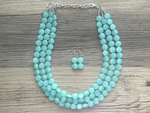 Load image into Gallery viewer, Mint Green Beaded Statement Necklace, beaded jewelry, light green jewelry, mojito beaded necklace, green earrings necklace, chunky