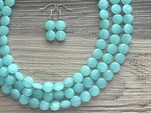 Load image into Gallery viewer, Mint Green Beaded Statement Necklace, beaded jewelry, light green jewelry, mojito beaded necklace, green earrings necklace, chunky