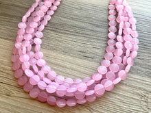 Load image into Gallery viewer, But a Dream Statement Necklace, chunky bib beaded jewelry, blush pink color block wedding bridesmaid acrylic bib jewelry light baby 5 strand