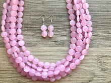 Load image into Gallery viewer, But a Dream Statement Necklace, chunky bib beaded jewelry, blush pink color block wedding bridesmaid acrylic bib jewelry light baby 5 strand