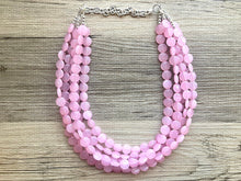 Load image into Gallery viewer, But a Dream Statement Necklace, chunky bib beaded jewelry, blush pink color block wedding bridesmaid acrylic bib jewelry light baby 5 strand