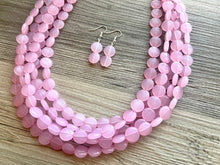 Load image into Gallery viewer, But a Dream Statement Necklace, chunky bib beaded jewelry, blush pink color block wedding bridesmaid acrylic bib jewelry light baby 5 strand