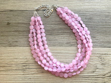 Load image into Gallery viewer, But a Dream Statement Necklace, chunky bib beaded jewelry, blush pink color block wedding bridesmaid acrylic bib jewelry light baby 5 strand