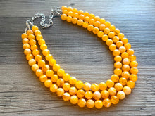 Load image into Gallery viewer, Bright Chunky Orange Statement Necklace, Big beaded jewelry, Triple Strand Statement Necklace, Bib necklace creamsicle bridesmaid wedding