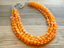 Load image into Gallery viewer, Orange Beaded Statement Necklace, beaded jewelry, orange jewelry, beaded wedding orange earrings bridesmaids, chunky bib