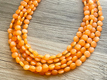 Load image into Gallery viewer, Orange Beaded Statement Necklace, beaded jewelry, orange jewelry, beaded wedding orange earrings bridesmaids, chunky bib