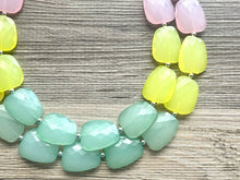 Load image into Gallery viewer, Pink &amp; Green Chunky Statement Necklace, green pink beaded necklace jewelry, multi color jewelry multi strand necklace, bib chunky