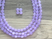 Load image into Gallery viewer, Lavender Beaded Statement Necklace, beaded jewelry, purple jewelry, beaded necklace, light purple earrings necklace, chunky bib