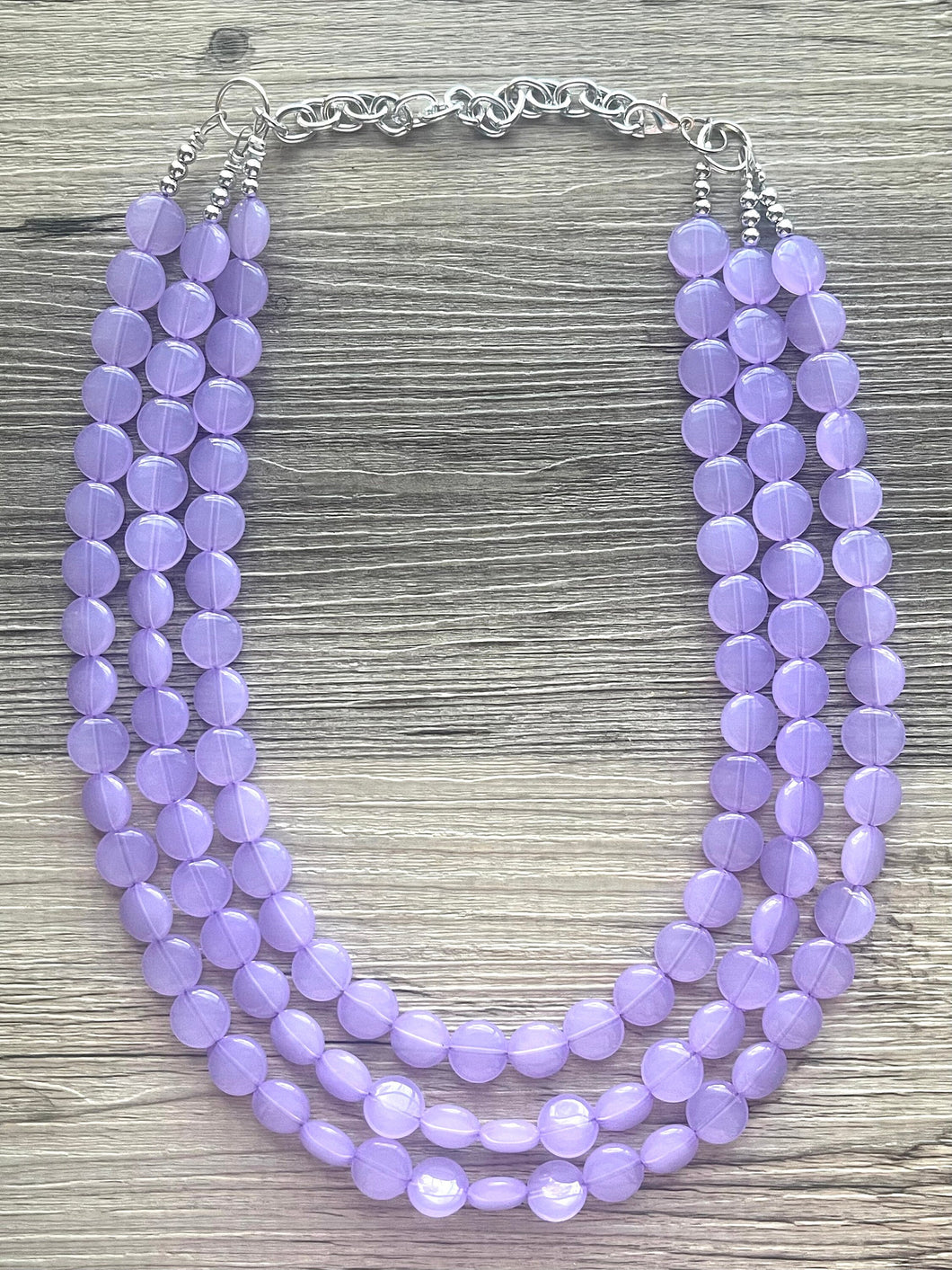 Lavender Beaded Statement Necklace, beaded jewelry, purple jewelry, beaded necklace, light purple earrings necklace, chunky bib