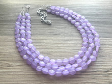 Load image into Gallery viewer, Lavender Beaded Statement Necklace, beaded jewelry, purple jewelry, beaded necklace, light purple earrings necklace, chunky bib