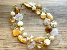 Load image into Gallery viewer, The Royal Suite OOAK statement Necklace, Brown gold tan resin Beaded Necklace, summer chunky champagne creamy jewelry metallic