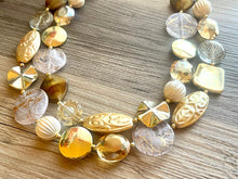 Load image into Gallery viewer, The Royal Suite OOAK statement Necklace, Brown gold tan resin Beaded Necklace, summer chunky champagne creamy jewelry metallic