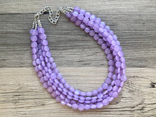 Load image into Gallery viewer, Lavender Beaded Statement Necklace, beaded jewelry, purple jewelry, beaded necklace, light purple earrings necklace, chunky bib 5 strand