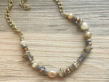 Load image into Gallery viewer, Neutral Statement Necklace Jewelry, Chunky Jewelry Big Beaded Single Strand Necklace, glass gold Necklace Jewelry vintage beaded