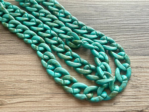 Long Acrylic necklace, seafoam linking acetate necklace, chain necklace, statement necklace jewelry, layering necklace turquoise