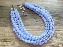 Load image into Gallery viewer, But a Dream Statement Necklace, chunky bib beaded jewelry, sky blue color block wedding bridesmaid acrylic bib jewelry periwinkle 5 strand