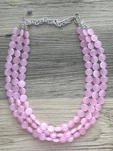 Load image into Gallery viewer, But a Dream Statement Necklace, chunky bib beaded jewelry, blush pink color block wedding bridesmaid acrylic bib jewelry light pink 3 strand