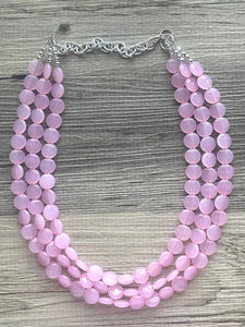 But a Dream Statement Necklace, chunky bib beaded jewelry, blush pink color block wedding bridesmaid acrylic bib jewelry light pink 3 strand