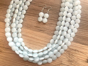 But a Dream Statement Necklace, chunky bib beaded jewelry, sky blue color block wedding bridesmaid acrylic bib jewelry periwinkle 5 strand