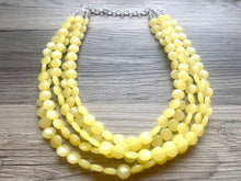 Load image into Gallery viewer, But a Dream Statement Necklace, chunky bib beaded jewelry, yellow color block wedding bridesmaid acrylic bib jewelry yellow 5 strand