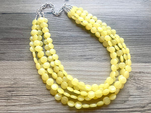 But a Dream Statement Necklace, chunky bib beaded jewelry, yellow color block wedding bridesmaid acrylic bib jewelry yellow 5 strand