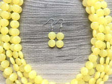 Load image into Gallery viewer, But a Dream Statement Necklace, chunky bib beaded jewelry, yellow color block wedding bridesmaid acrylic bib jewelry yellow 5 strand