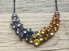 Load image into Gallery viewer, Crystal Statement Necklace, Rhinestone chunky necklace, Flower Pendant Jewelry RAINBOW vintage chunky bridesmaid jewelry Colorful