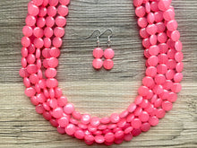 Load image into Gallery viewer, But a Dream Statement Necklace, Bubblegum Pink chunky bib beaded jewelry, color block wedding bridesmaid acrylic bib jewelry 5 strand