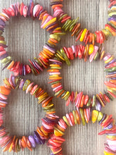 Load image into Gallery viewer, Rainbow Beaded Statement bracelet, shell stretch bracelet, rainbow beaded jewelry, stretch bracelet, multi color beaded rainbow bracelet