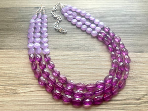 Lavender Haze Beaded Statement Necklace, beaded jewelry, purple jewelry, beaded necklace, light purple earrings eggplant, chunky bib