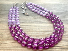 Load image into Gallery viewer, Lavender Haze Beaded Statement Necklace, beaded jewelry, purple jewelry, beaded necklace, light purple earrings eggplant, chunky bib