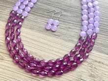 Load image into Gallery viewer, Lavender Haze Beaded Statement Necklace, beaded jewelry, purple jewelry, beaded necklace, light purple earrings eggplant, chunky bib