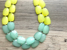 Load image into Gallery viewer, Lime Green Mojito Chunky Statement Necklace, Big beaded jewelry, Double Strand Statement Necklace, Bib necklace, green bridesmaid wedding