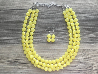 Yellow Beaded Statement Necklace, beaded jewelry, yellow jewelry, yellow beaded necklace earrings, bridesmaid jewelry set wedding