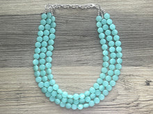 Load image into Gallery viewer, Mint Green Beaded Statement Necklace, beaded jewelry, light green jewelry, mojito beaded necklace, green earrings necklace, chunky