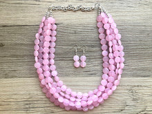 Load image into Gallery viewer, But a Dream Statement Necklace, chunky bib beaded jewelry, blush pink color block wedding bridesmaid acrylic bib jewelry light baby 5 strand