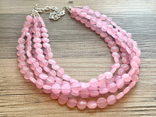 Load image into Gallery viewer, But a Dream Statement Necklace, chunky bib beaded jewelry, blush pink color block wedding bridesmaid acrylic bib jewelry light baby 5 strand