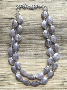 LAST ONE Gray Chunky Statement Necklace, big beaded bib necklace, gray jewelry, bridesmaid necklace, gray necklace, gray bridesmaid