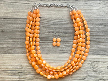 Load image into Gallery viewer, Orange Beaded Statement Necklace, beaded jewelry, orange jewelry, beaded wedding orange earrings bridesmaids, chunky bib