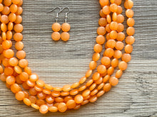 Load image into Gallery viewer, Orange Beaded Statement Necklace, beaded jewelry, orange jewelry, beaded wedding orange earrings bridesmaids, chunky bib