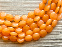 Load image into Gallery viewer, Orange Beaded Statement Necklace, beaded jewelry, orange jewelry, beaded wedding orange earrings bridesmaids, chunky bib