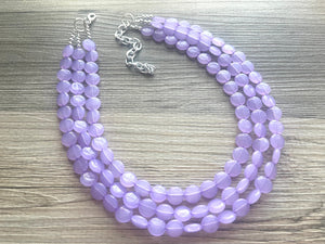 Lavender Beaded Statement Necklace, beaded jewelry, purple jewelry, beaded necklace, light purple earrings necklace, chunky bib