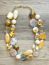 Load image into Gallery viewer, The Royal Suite OOAK statement Necklace, Brown gold tan resin Beaded Necklace, summer chunky champagne creamy jewelry metallic