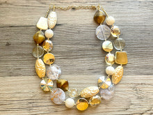 Load image into Gallery viewer, The Royal Suite OOAK statement Necklace, Brown gold tan resin Beaded Necklace, summer chunky champagne creamy jewelry metallic