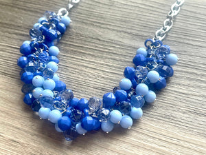 Watercolor Turquoise Cluster Necklace / Game Day or Bridesmaid Jewelry - blue dress