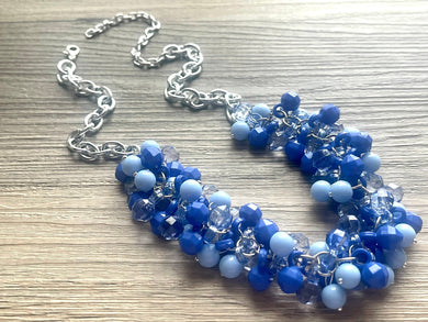 Watercolor Turquoise Cluster Necklace / Game Day or Bridesmaid Jewelry - blue dress