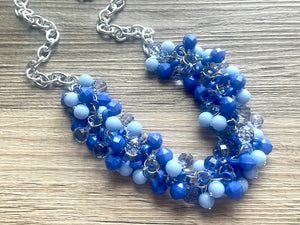 Watercolor Turquoise Cluster Necklace / Game Day or Bridesmaid Jewelry - blue dress